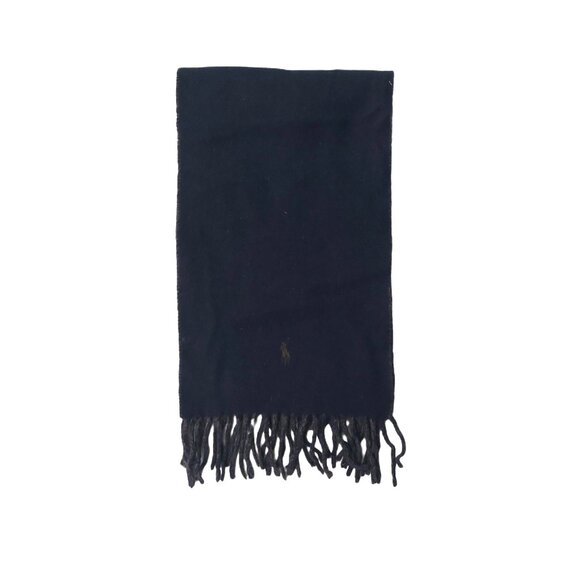 POLO Ralph Lauren 80s Vintage Blue & Gray Scarf Embroidered Polo Logo Scarves - Picture 1 of 5